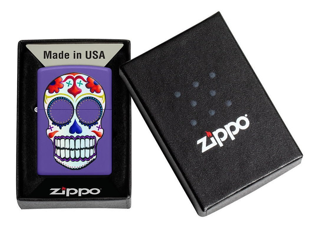 Encendedor Zippo Purpura Calavera De Azúcar Cod 49859