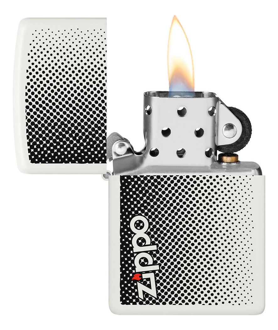Encendedor Zippo Blanco Mate Logo Puntos Cod 29689