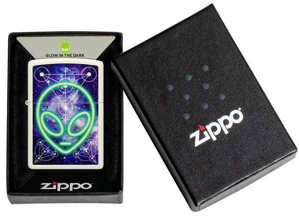 Encendedor Zippo Blanco Fluorescente Alíen Cod 46288