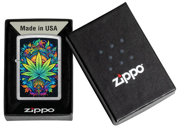 Encendedor Zippo Cromo Cannabis Multicolor Cod 46575