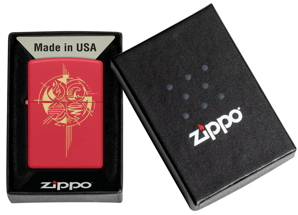 Encendedor Zippo Rojo Mate 4 Elementos Cod 46836