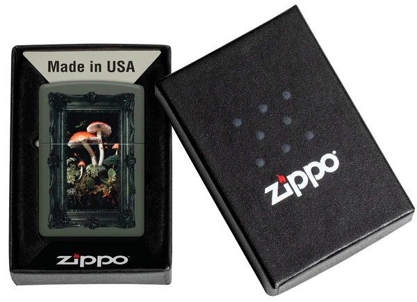 Encendedor Zippo Verde Oscuro Mate Hongos Cod 46841