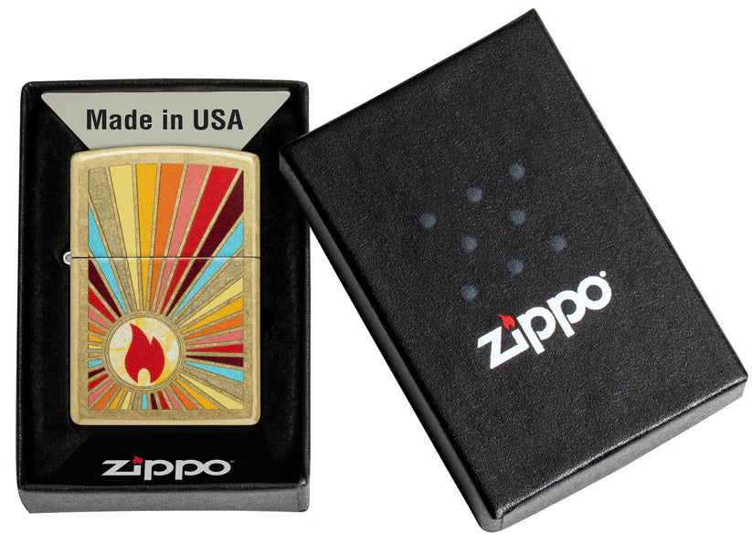 Encendedor Zippo Dorado Street Llama Resplandeciente 46957
