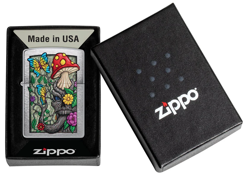 Encendedor Zippo Cromado Hongo Flores 48635