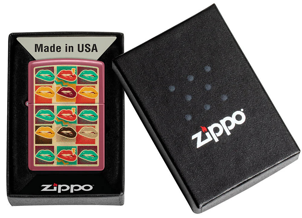 Encendedor Zippo Vino Tinto Labios Arte Pop 48653