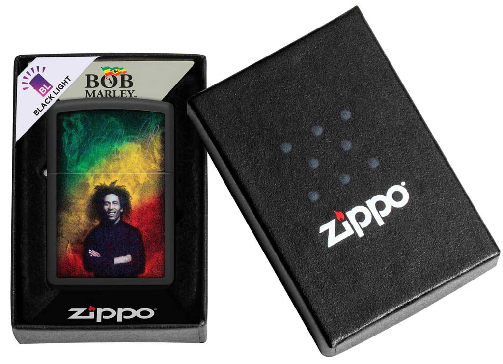 Encendedor Zippo Negro Mate Bob Marley Cod 48674