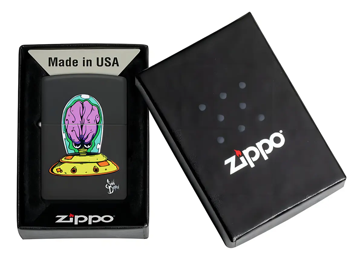 Encendedor Zippo Negro Mate Extraterrestre 48683
