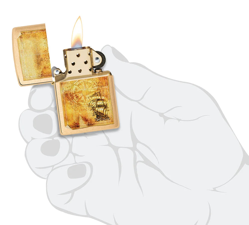 Encendedor Zippo Dorado Brújula Barco 48829