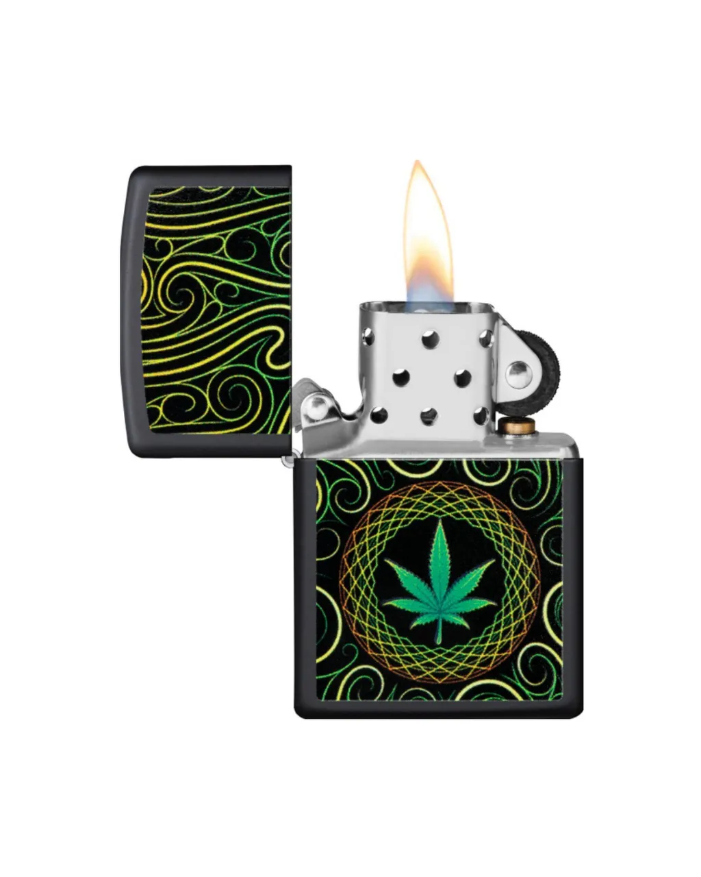 Encendedor Zippo Negro Mate Cannabis 49915