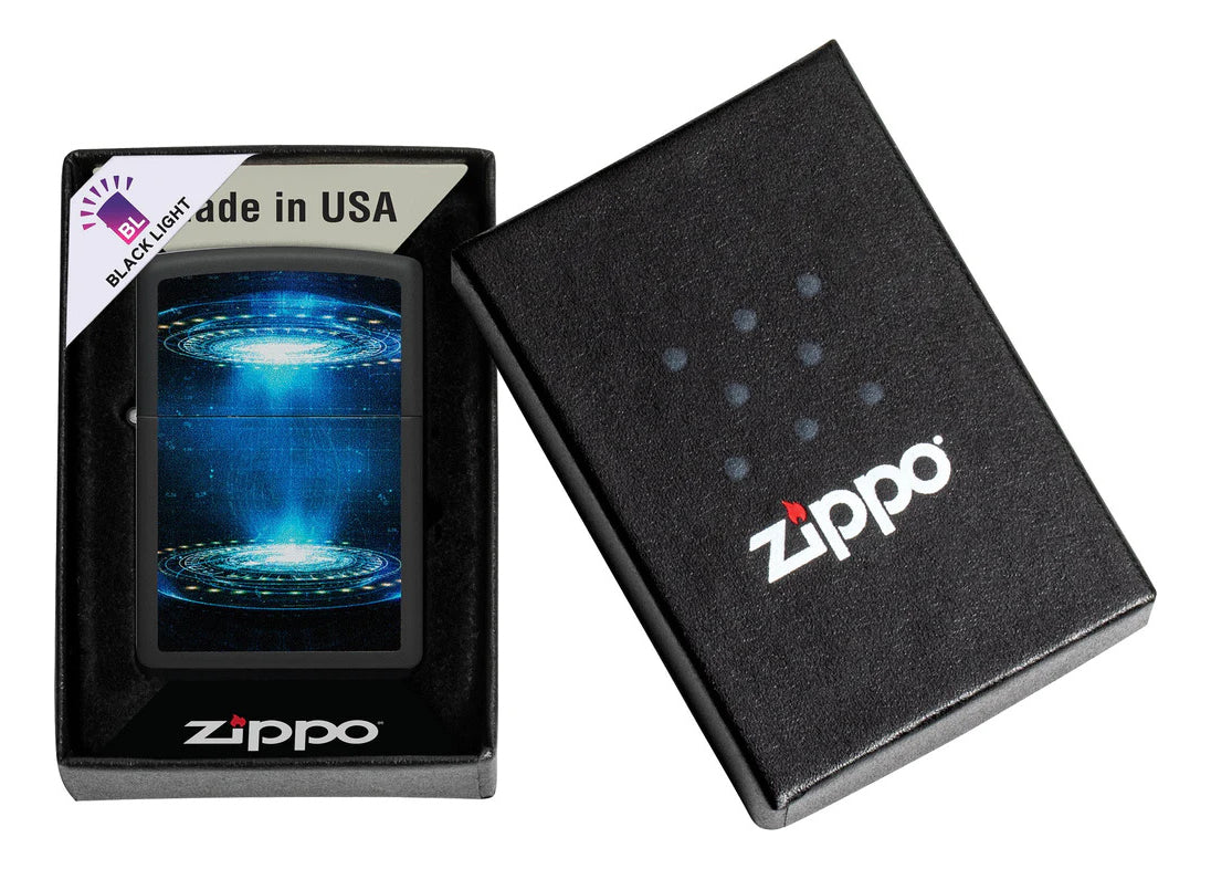 Encendedor Zippo Negro Mate Ovni Luz UV Cod 48514