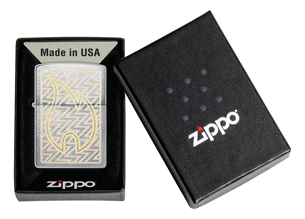 Encendedor Zippo Cromo Llama Dos Tonos Cod 48789