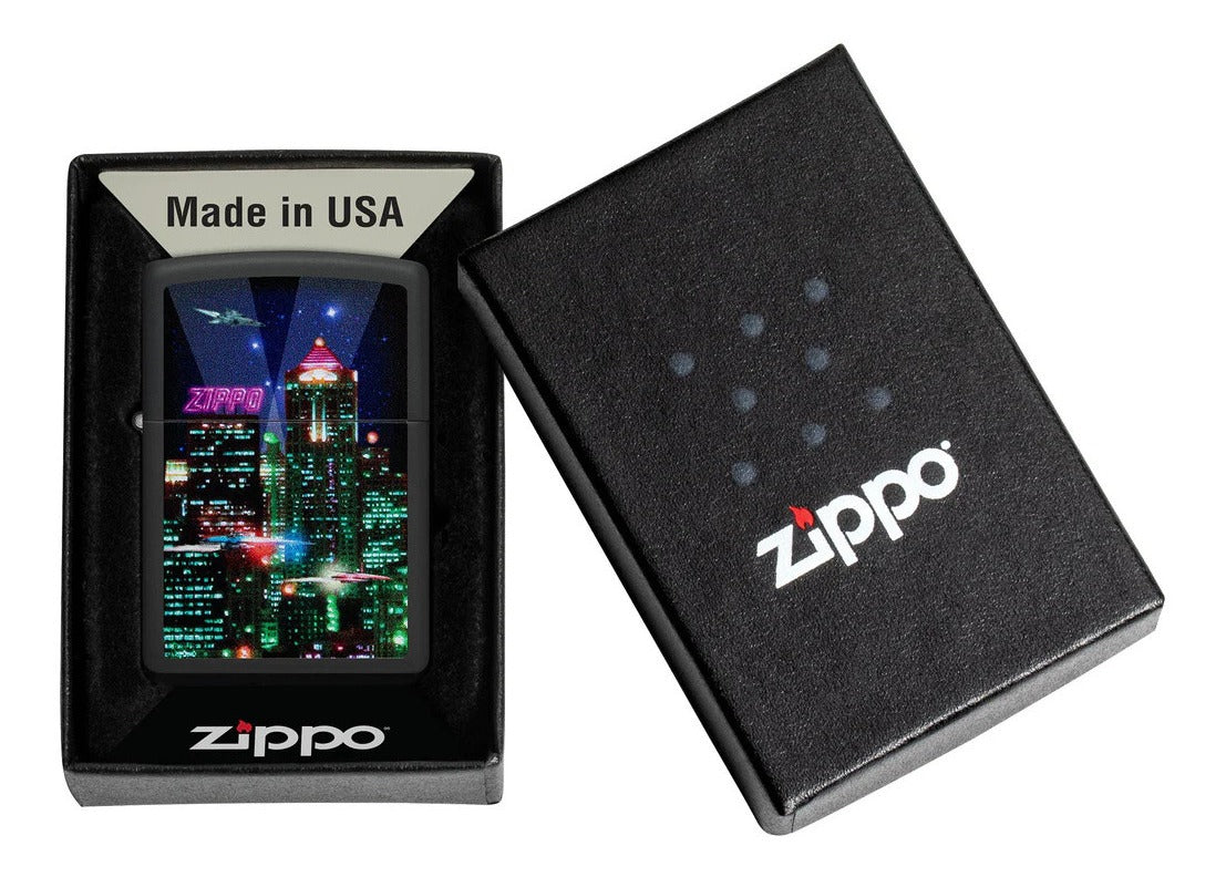 Encendedor Zippo Negro Ciber City Cod. 48506