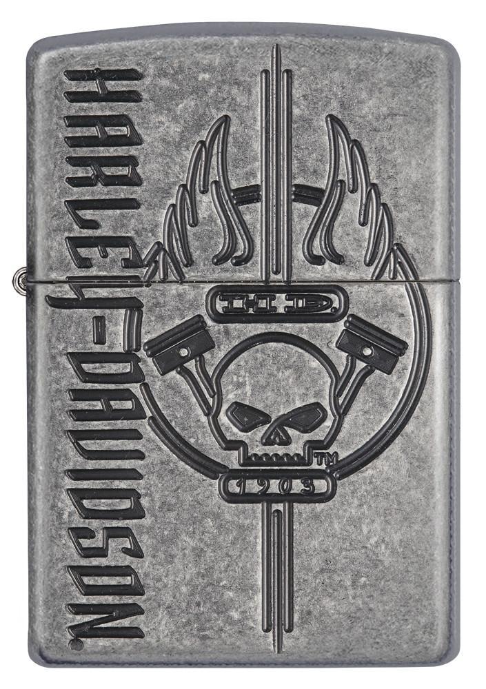 29280, Harley-Davidson HS Skull, Deep Carve, Antique Silver Plate, Armor Case