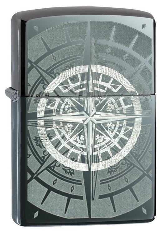Encendedor Zippo Negro Hielo Brújula - Cod 29232