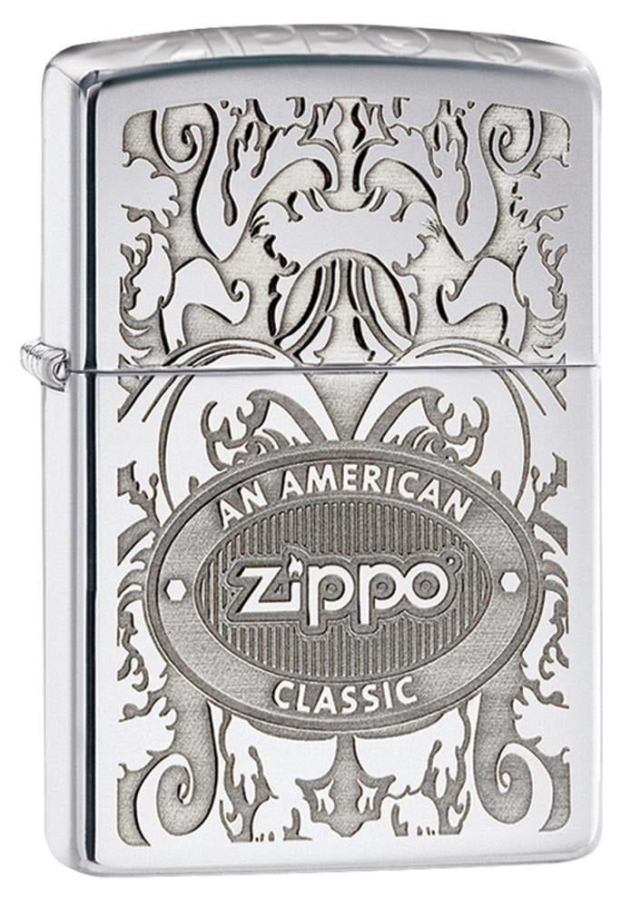 Encendedor Zippo Plateado Grabado Cod. 24751