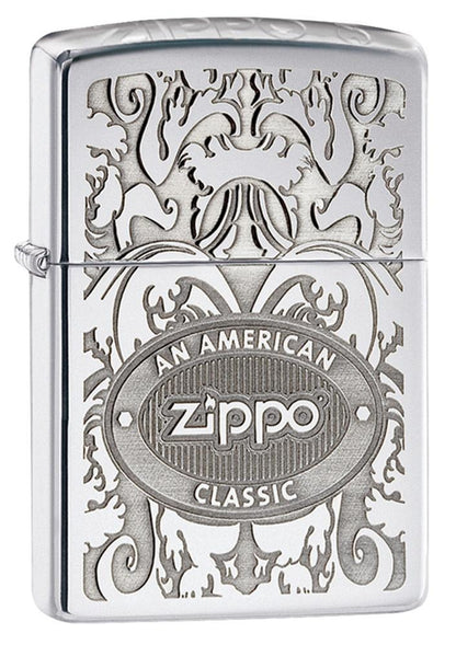 Encendedor Zippo Plateado Grabado Cod. 24751