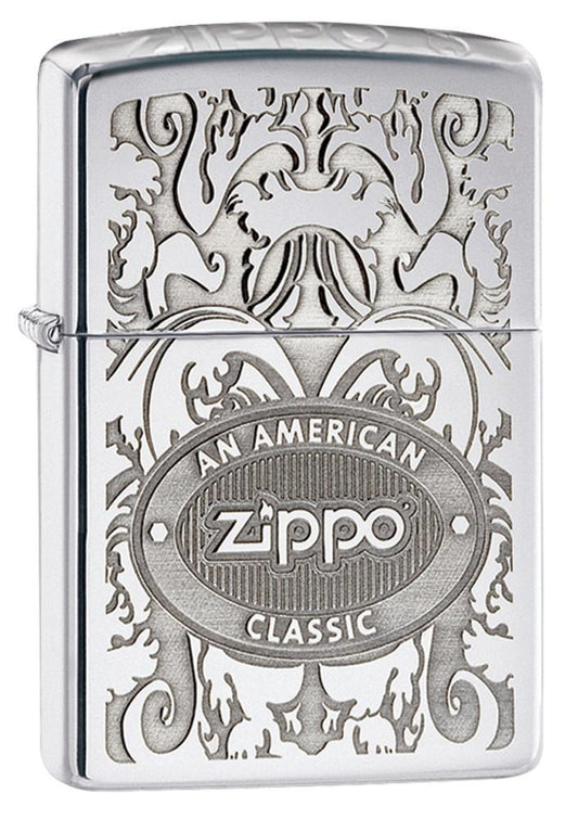 Encendedor Zippo Plateado Grabado Cod. 24751