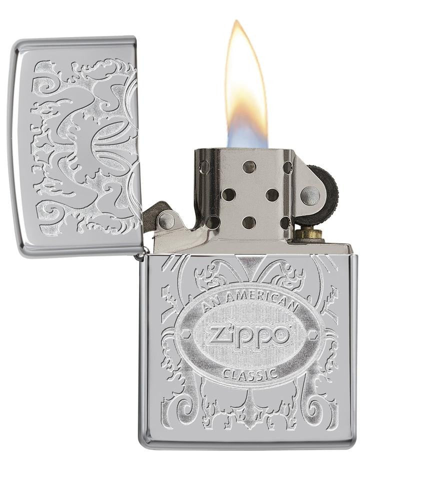 Encendedor Zippo Plateado Grabado Cod. 24751