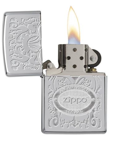 Encendedor Zippo Plateado Grabado Cod. 24751