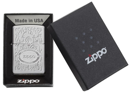 Encendedor Zippo Plateado Grabado Cod. 24751