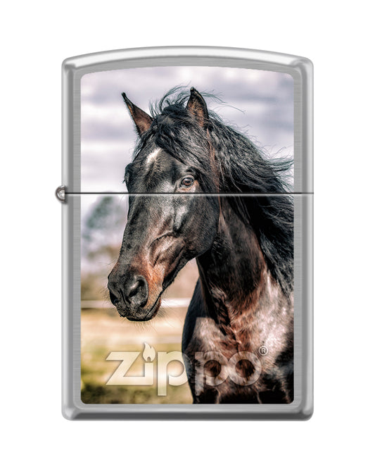 Encendedor Zippo Plateado Caballo Café Cod 200ci419706