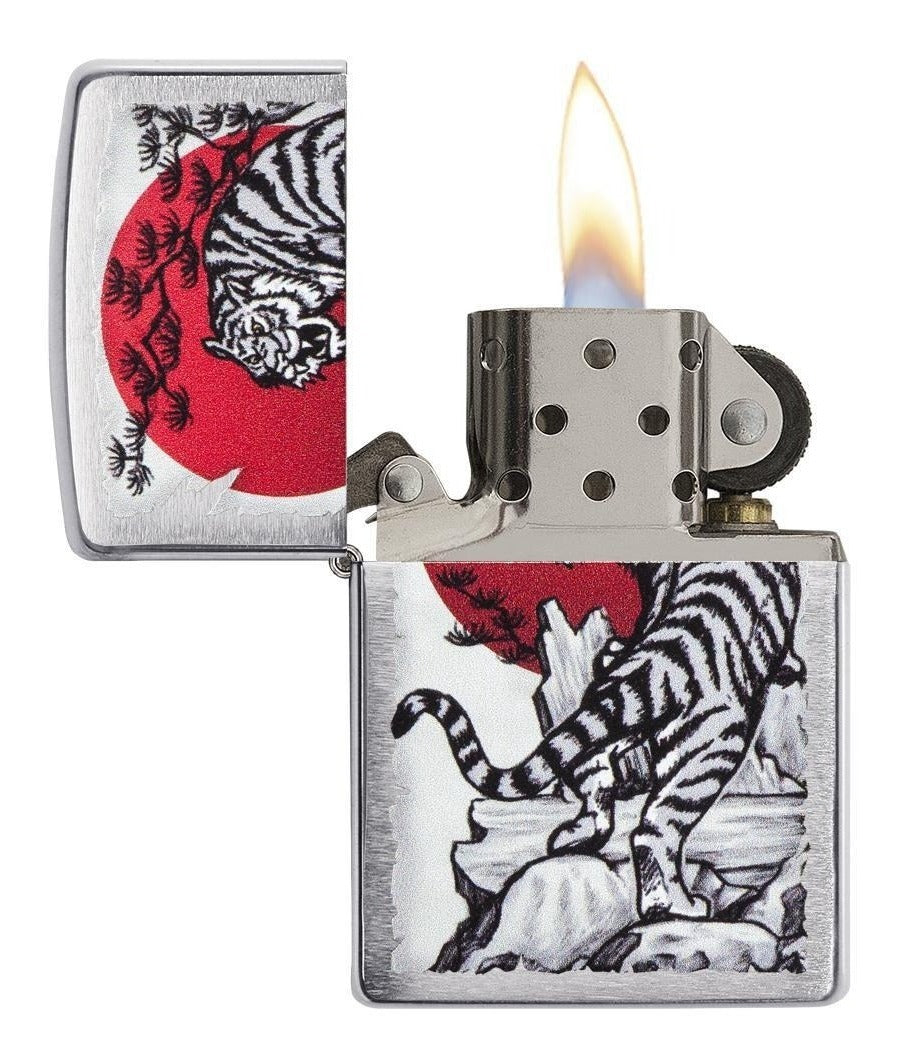 Encendedor Zippo Cromo Tigre Asiático Cod 29889