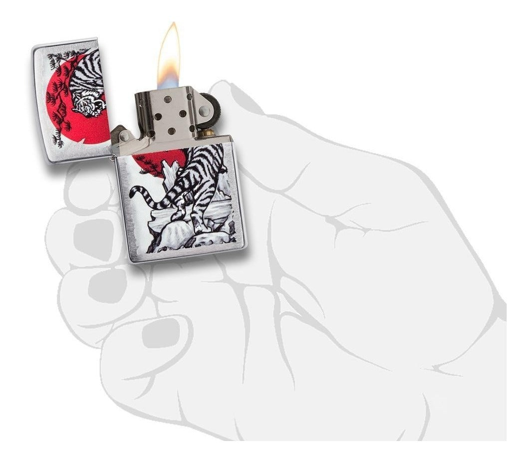 Encendedor Zippo Cromo Tigre Asiático Cod 29889