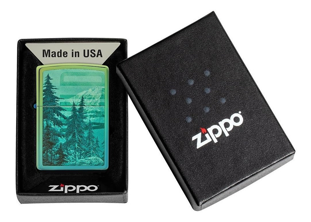 Encendedor Zippo Verde Metalizado Montaña Wild Cod 49461