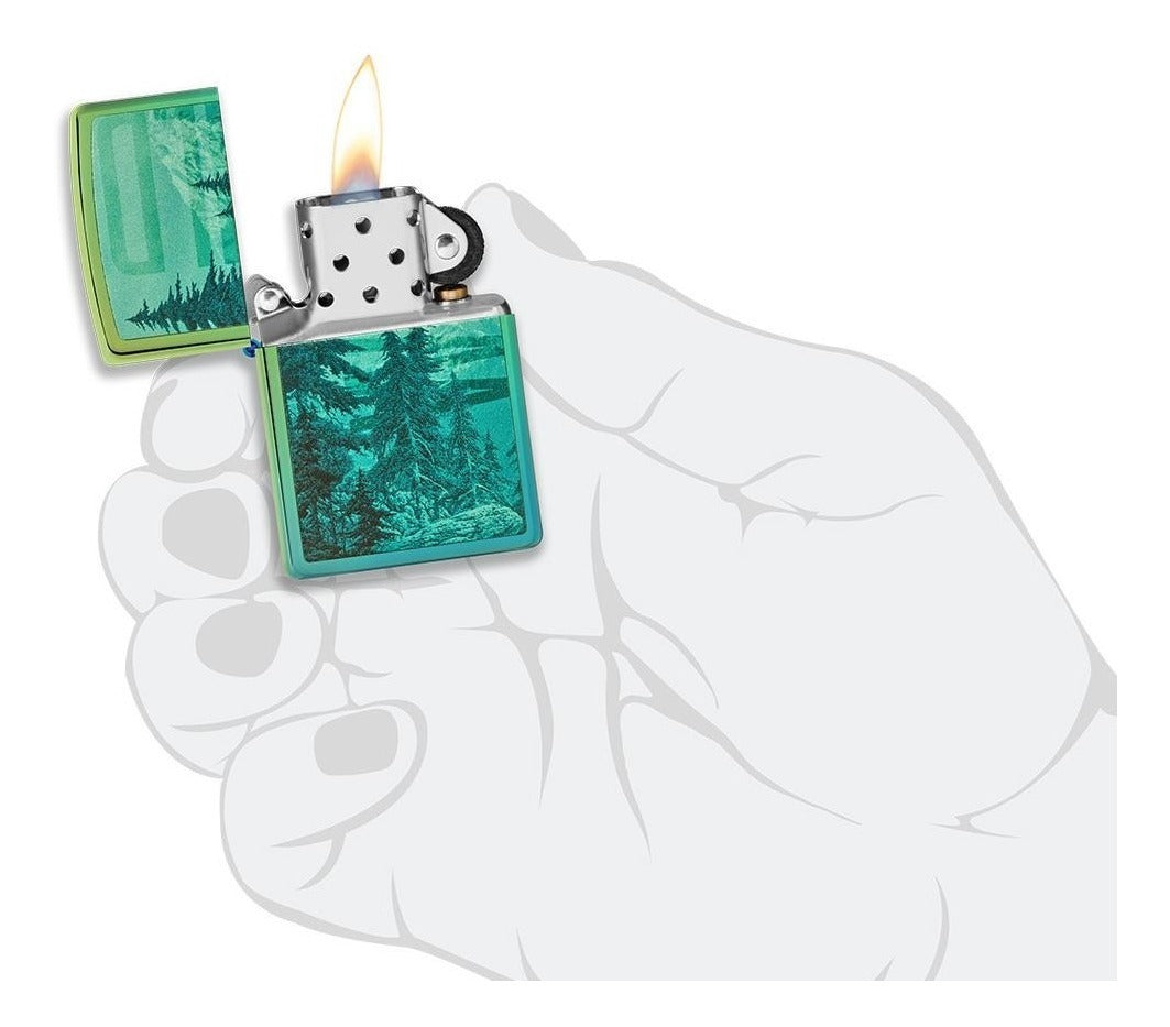 Encendedor Zippo Verde Metalizado Montaña Wild Cod 49461