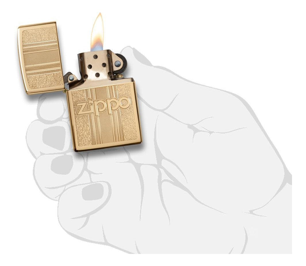 Encendedor Zippo Dorado Grabado Cod 29677