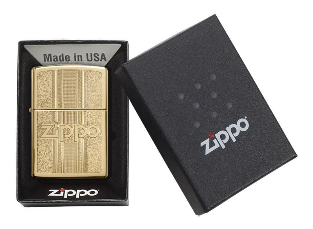Encendedor Zippo Dorado Grabado Cod 29677