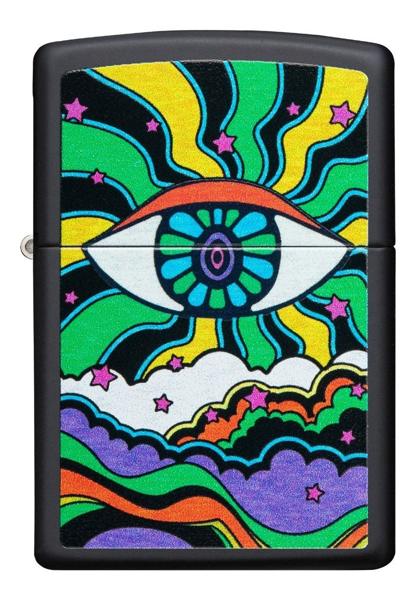 Encendedor Zippo Negro Mate Ojo Colores Cod - 49699