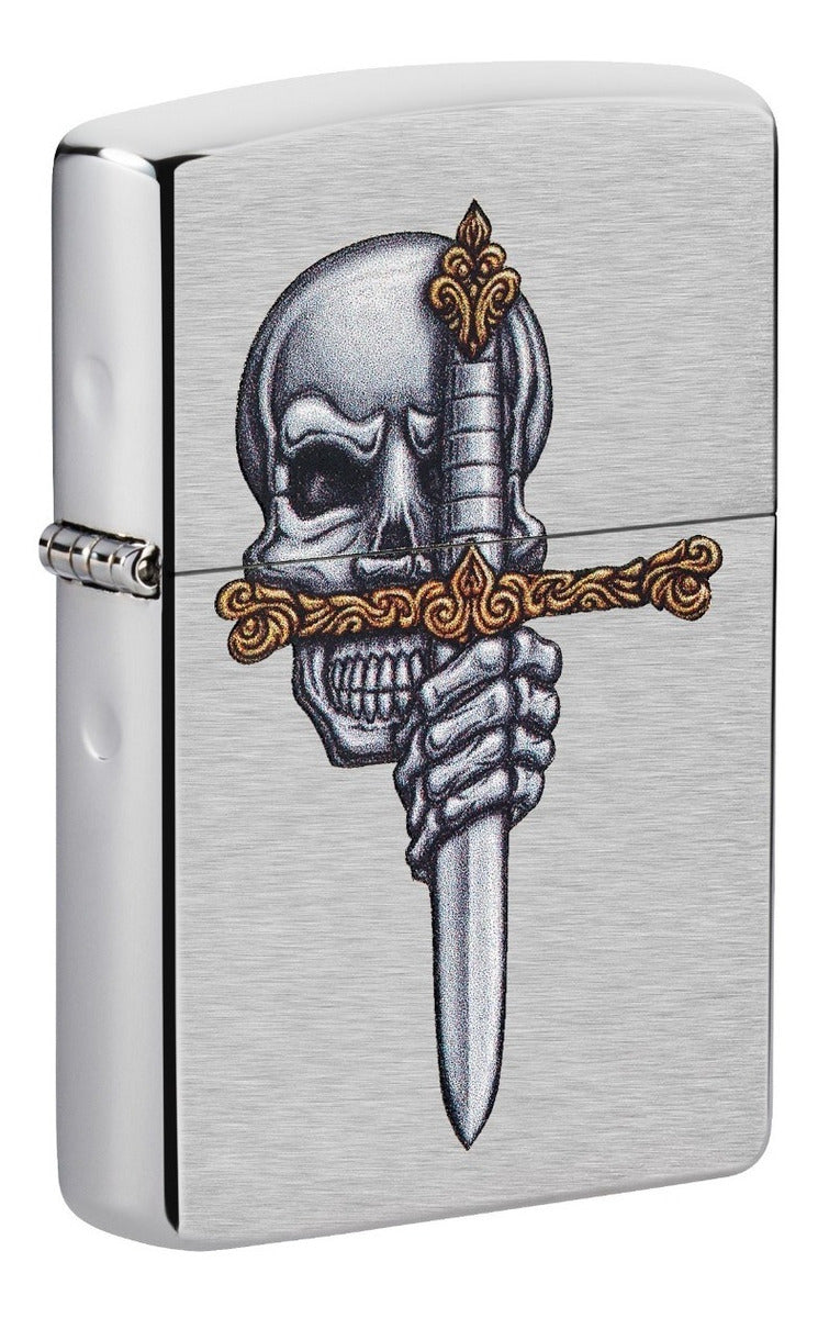 Encendedor Zippo Cromo Espada Calavera Cod - 49488