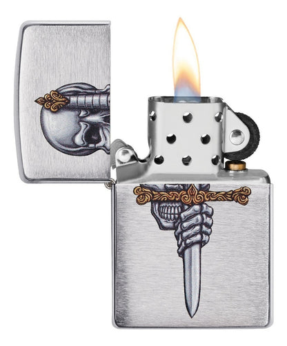 Encendedor Zippo Cromo Espada Calavera Cod - 49488