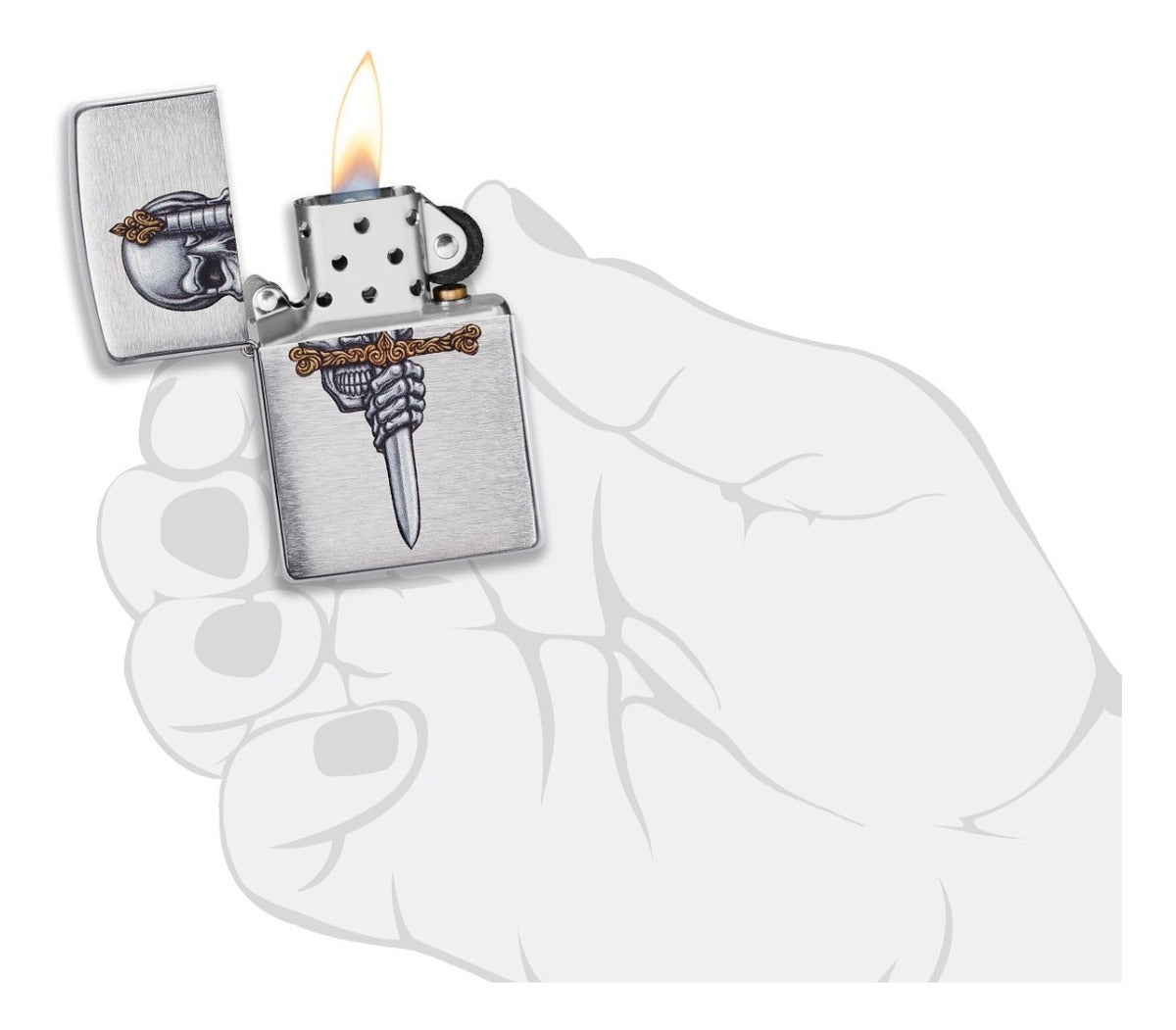 Encendedor Zippo Cromo Espada Calavera Cod - 49488