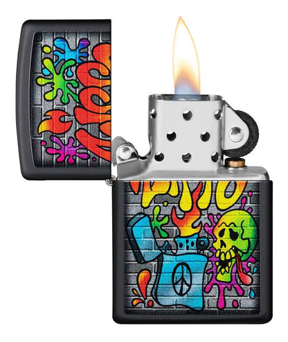 Encendedor Zippo Negro Mate Graffiti Cod - 49605
