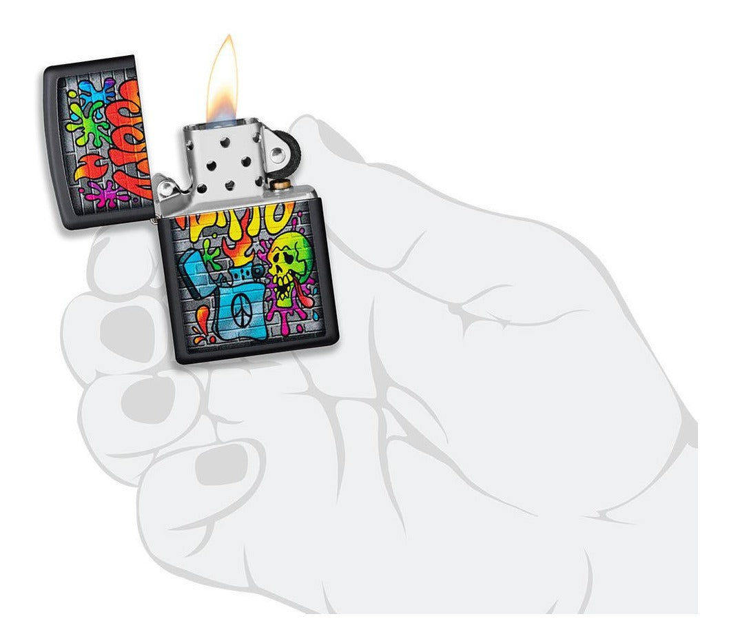 Encendedor Zippo Negro Mate Graffiti Cod - 49605