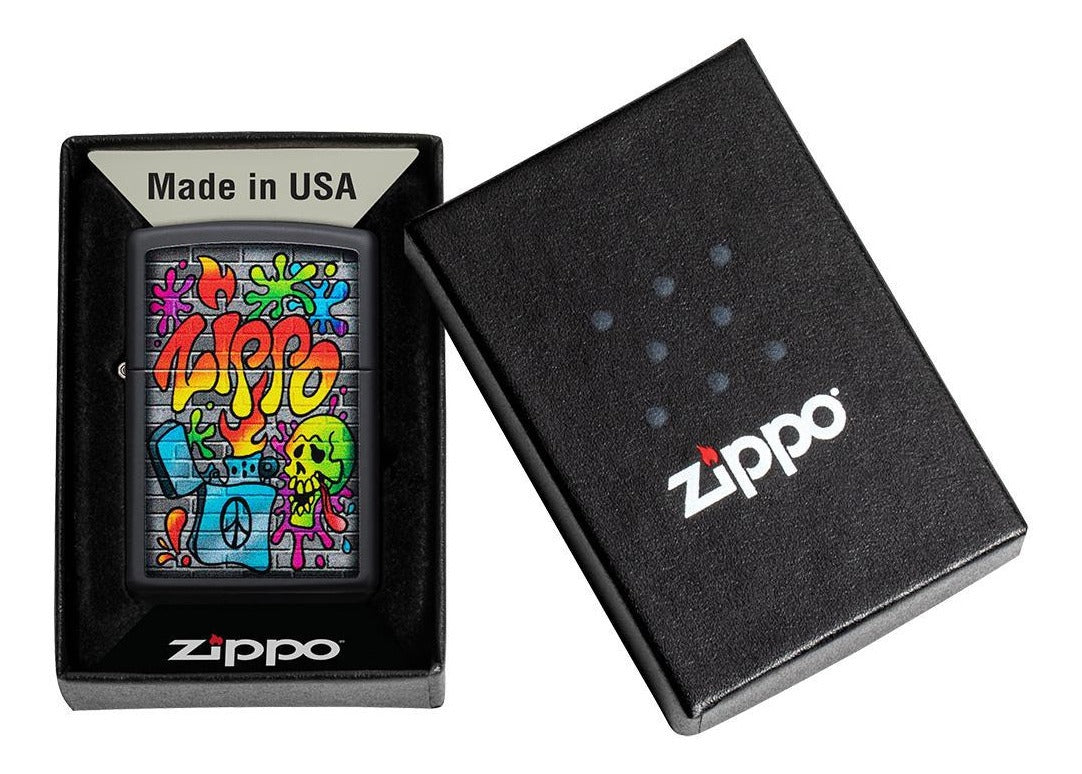 Encendedor Zippo Negro Mate Graffiti Cod - 49605