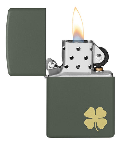 Encendedor Zippo Verde Mate Trébol Cod - 49796