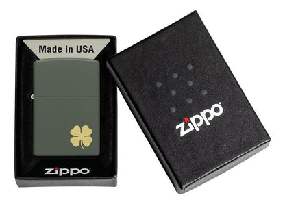 Encendedor Zippo Verde Mate Trébol Cod - 49796