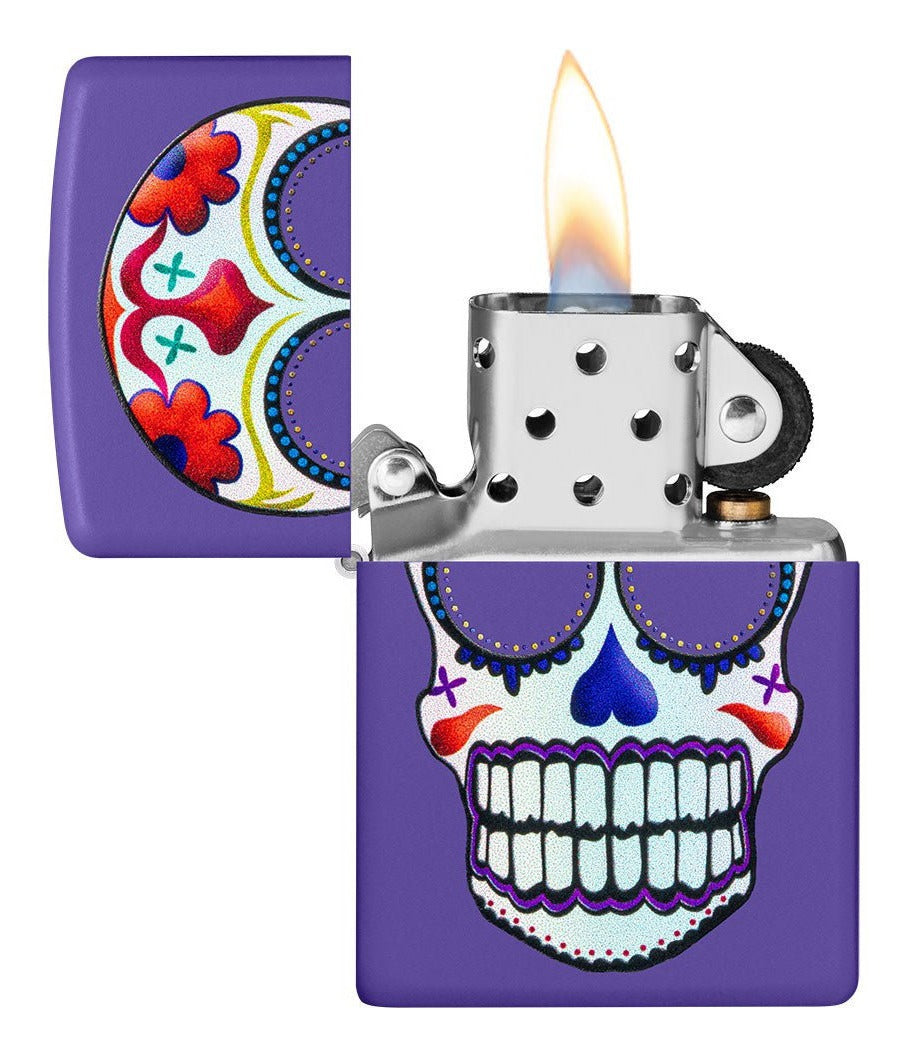 Encendedor Zippo Purpura Calavera De Azúcar Cod 49859
