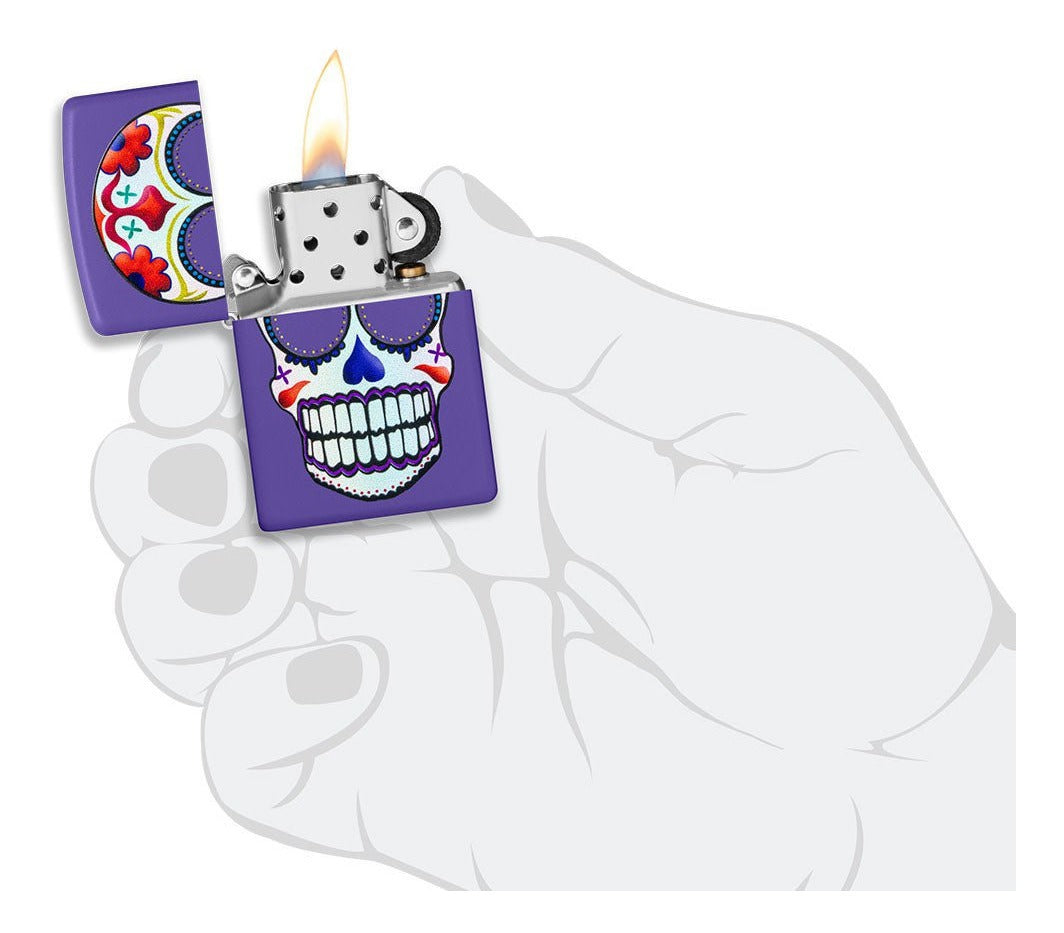 Encendedor Zippo Purpura Calavera De Azúcar Cod 49859