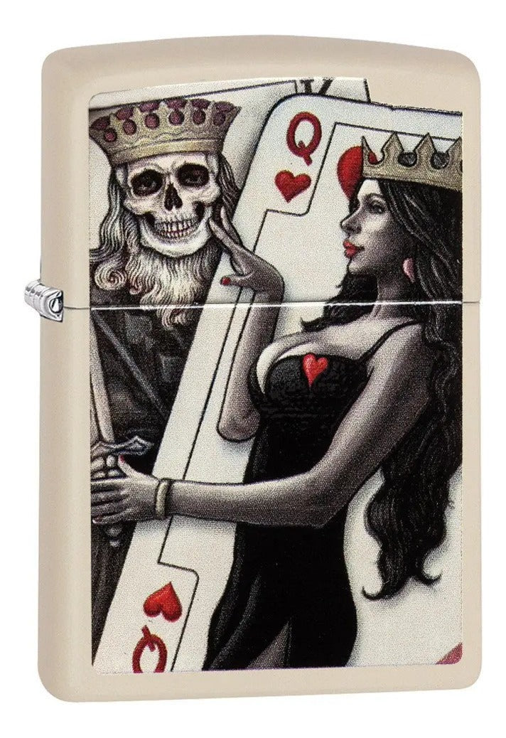 Encendedor Zippo Blanco Calavera Naipe Cod 49942