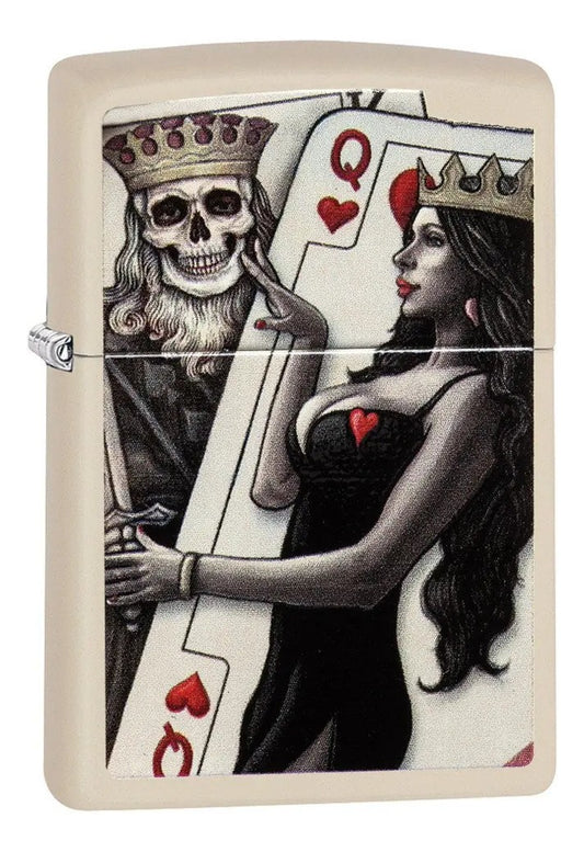 Encendedor Zippo Blanco Calavera Naipe Cod 49942