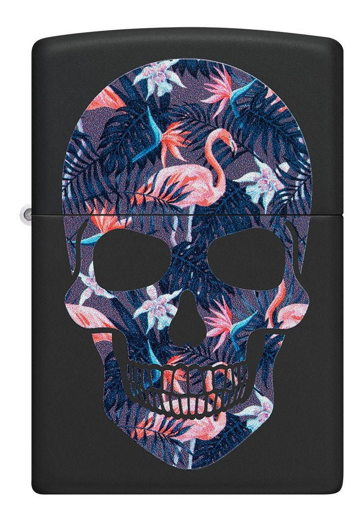 Encendedor Zippo Negro Flamingo Calavera Cod - 49771