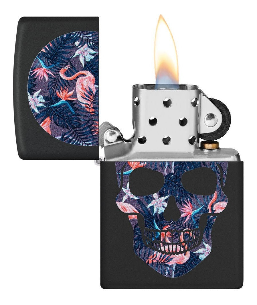 Encendedor Zippo Negro Flamingo Calavera Cod - 49771