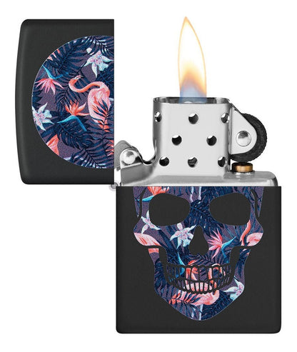 Encendedor Zippo Negro Flamingo Calavera Cod - 49771