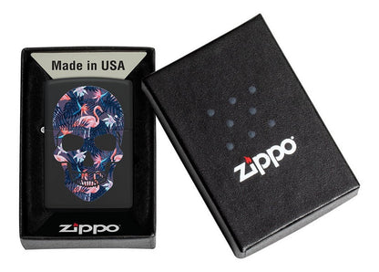 Encendedor Zippo Negro Flamingo Calavera Cod - 49771