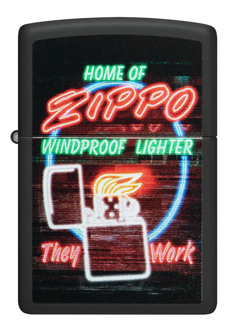 Encendedor Zippo Negro Aviso Neón Cod - 48455