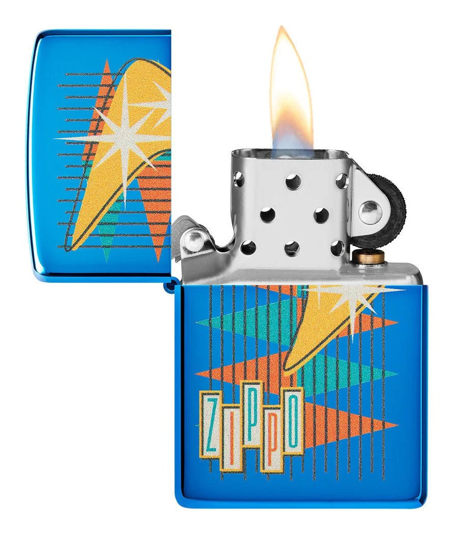 Encendedor Zippo Azul Metalizado Retro Cod - 49768